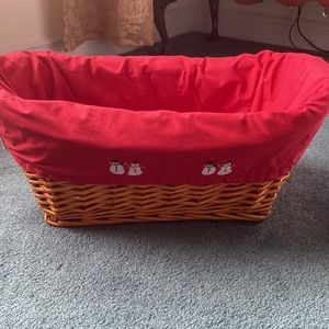 Wicker Basket with Washable Reversible Twill Lining